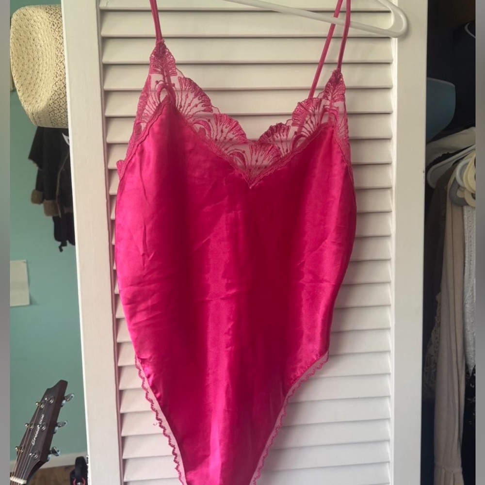 Pink Satin Bodysuit